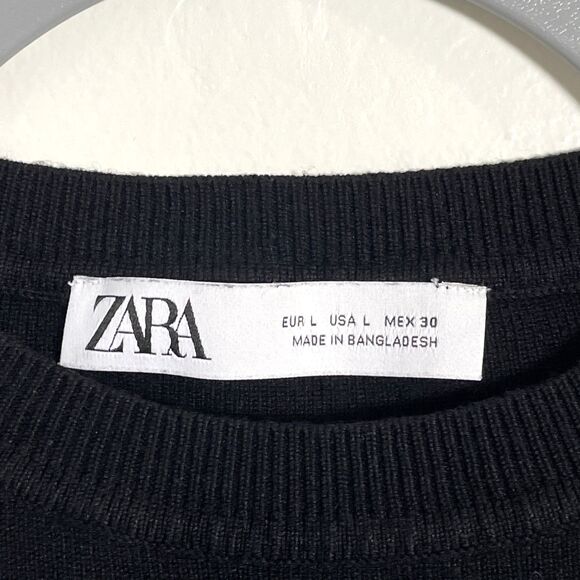 Zara Women's Black Sleeveless Ribbed Knit Crop Top Size Large Casual Minimalist - Picture 4 of 7